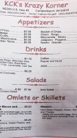 Kck's Drive In Diner menu