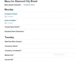 Diamond City Bread menu