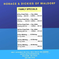 Horace Dickies Of Waldorf menu