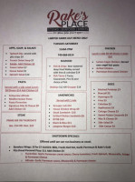 Rake's Place menu