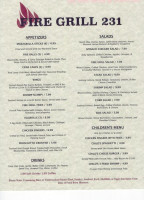 Fire Grill 231 menu