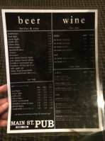 Main St. Pub Allendale menu