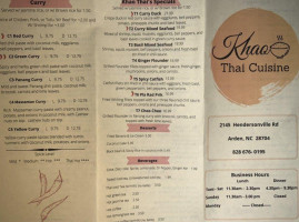 Khao Thai Cuisine menu