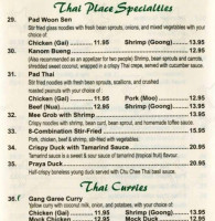 Thai Place menu