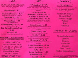 Bigfoot Burrito menu