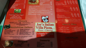 Joe's Italian Villa Inc menu