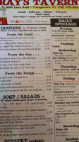 Ray's Diner And Tavern menu