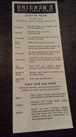Brienzo's Wood Fired Pizza menu