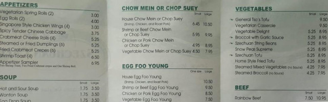 Szechuan Cafe menu