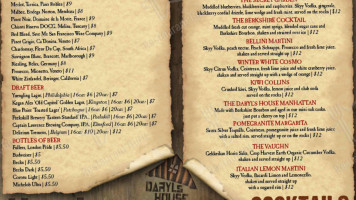 Daryl's House Club menu