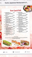 Sumi Sushi Hibachi menu