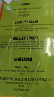 Quidley's Delight menu