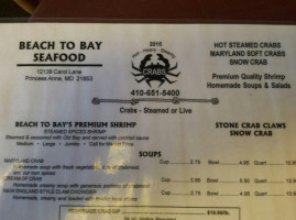 Beach To Bay Seafood menu