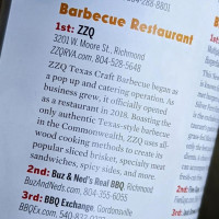 Zzq Texas Craft Barbeque menu