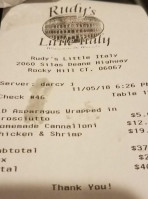 Rudy's Little Italy menu