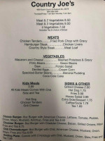 Country Joe's menu