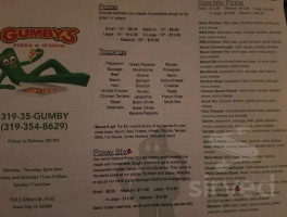 Gumby's Pizza menu