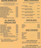 El Rancho Taqueria menu
