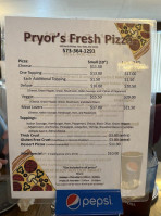 Pryors Fresh Pizza menu