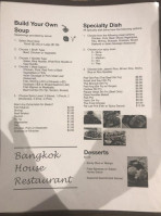 Bangkok House menu