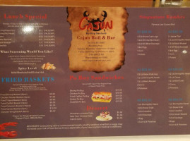 Cajun Louisianna Seafood menu