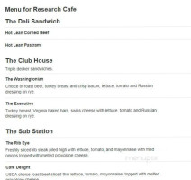 Tasty Nook Cafe menu