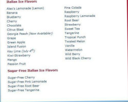 Carmen's Italian Ice menu