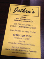 Jethro's menu