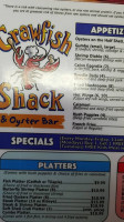 Crawfish Shack Oyster menu