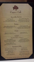 Copper Oak Steakhouse menu