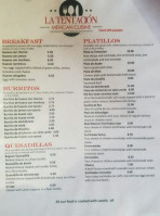 La Tentacion menu