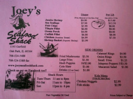 Joey's Seafood Shack menu