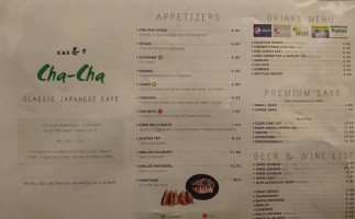 Cha Cha Japanese Cafe menu