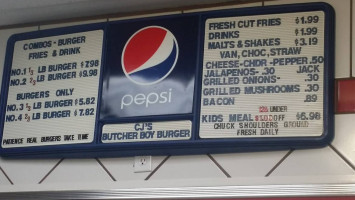 Cj's Butcher Boy Burgers menu