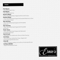 Ernie's Steakhouse menu