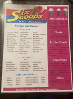 Six Scoops Ice Cream menu