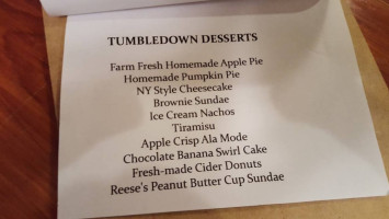 Tumbledown Farm To Fork menu
