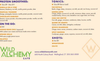 Wild Alchemy Cafe menu