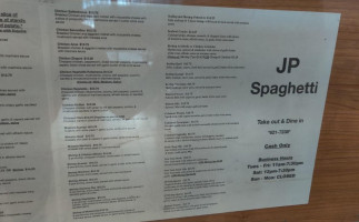 J P Spaghetti menu