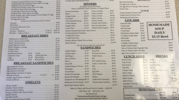 Family's Main Street Cafe menu