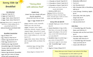Sunny Side Up Breakfast And Lunch menu