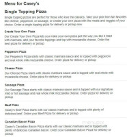 Caseys Carry Out Pizza menu