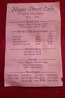 Noyes Street Cafe menu