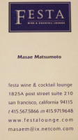 Festa Wine And Cocktail Lounge menu