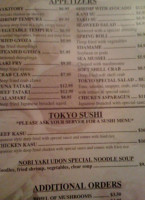 Tokyo Japanese Steak & Sushi Bar menu