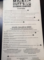 Mickduff's Brewing Company menu