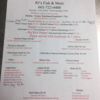 Rj's Fish And More menu