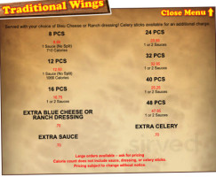 Wings To Go menu