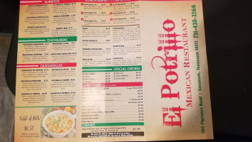 El Potrillo Mexican menu