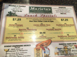 Marieta's menu